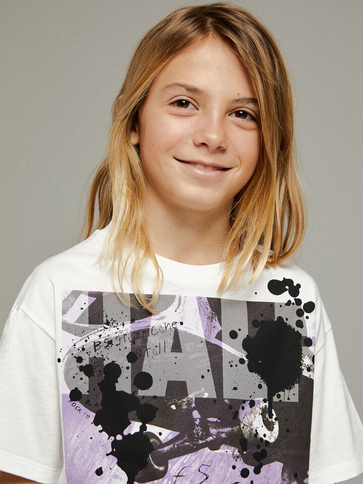 T-shirt with print - boys' short sleeve t-shirts - White | Sisley Young image number 1